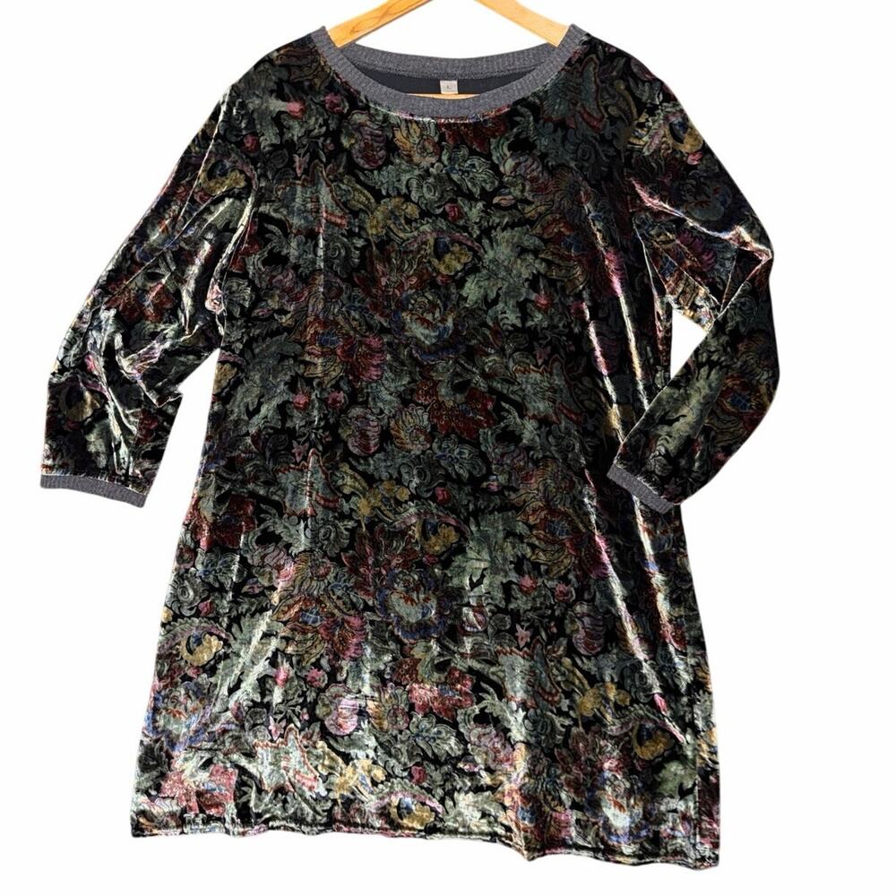 Uncle Frank velvet floral dress large sweatshirt cuffs moody boho autumncore